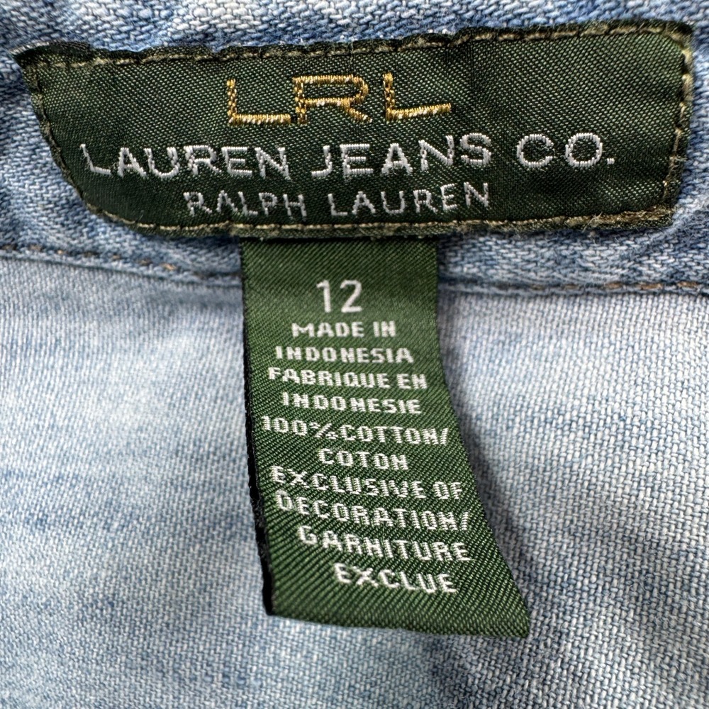 Lauren Ralph Lauren Womens Denim Shirtdress Blue Size 12 Drawstring Utility LRL - Picture 7 of 7